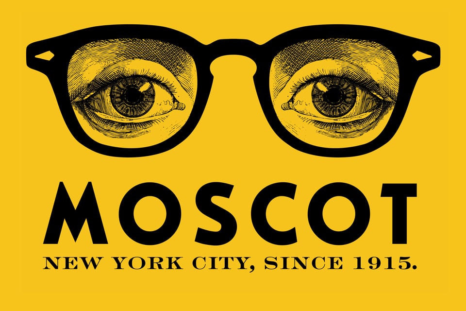 Brillenwerbung "Moscot" mit Augenillustration, 1915.