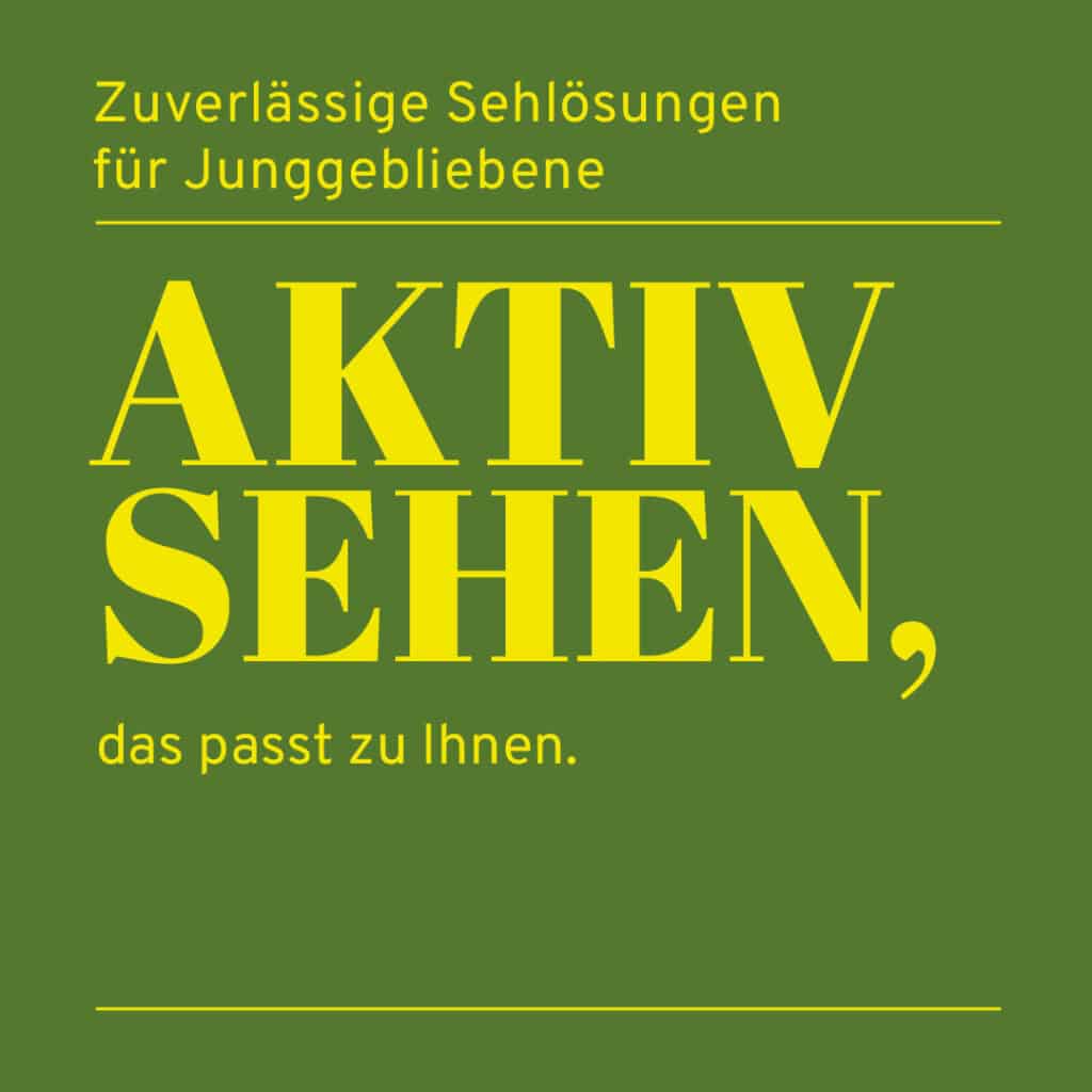 Werbung für Sehlösungen "AKTIV SEHEN".